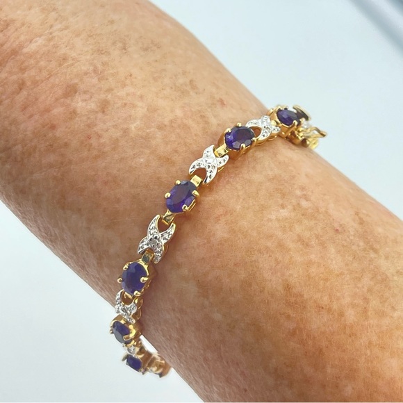 Jewelry - Hugs & Kisses Amethyst Tennis Bracelet | Gold-tone over 925 Sterling Silver